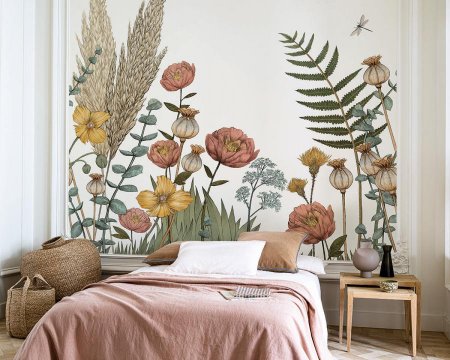 papier-peint-panoramique-chambre-adulte-fleurs-comment-decorer-la-chambre-d-amis